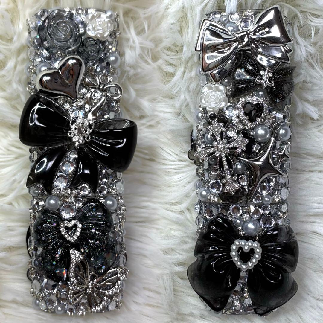 IQOS アイコス イルマワン イルマi ケース デコ ブラック×シルバー