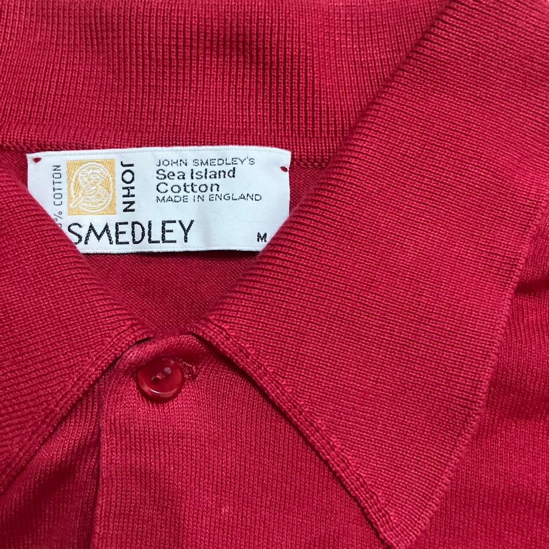 ジョンスメドレー 旧タグ 赤 M size ニットポロシャツ ヴィンテージ