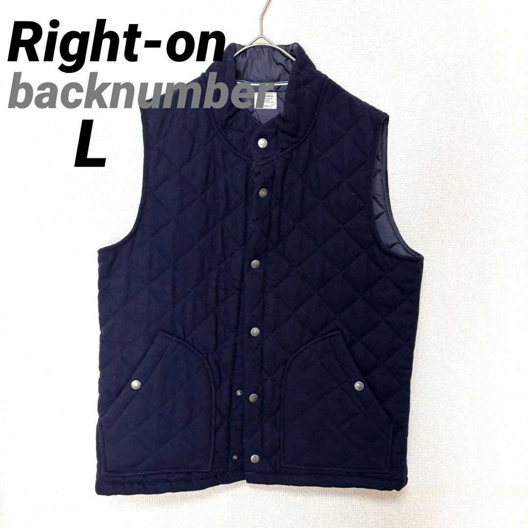 Right-on ライトオン ウール混 キルティング ダウンベスト ネイビー