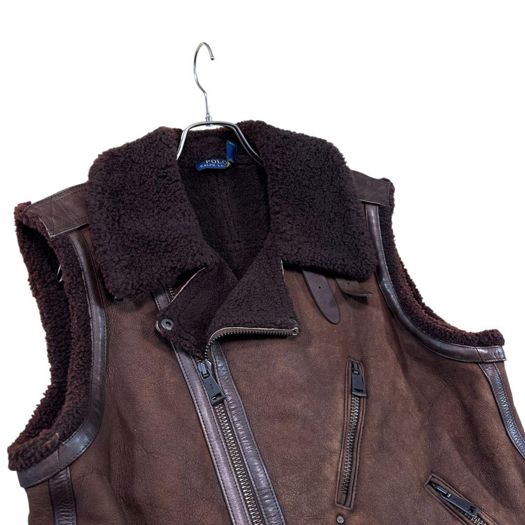 ポロラルフローレン リアル ムートンベスト Lサイズ 羊革 メンズ 秋冬
