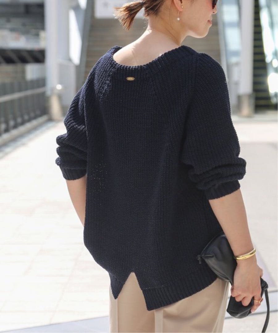 ドゥーズィエムクラス Lily Linen アゼプルオーバー ネイビー シルク混