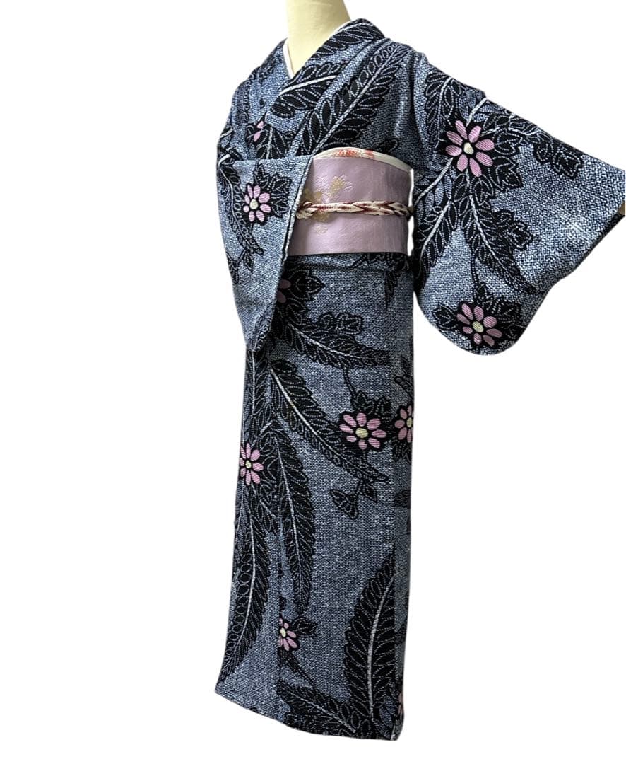 AA37有松鳴海絞り浴衣 花 綿レディース浴衣単品 綿 お仕立て上がり浴衣