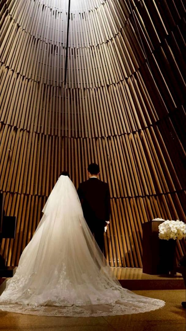 レース装飾付きロングウェディングベール - メルカリ