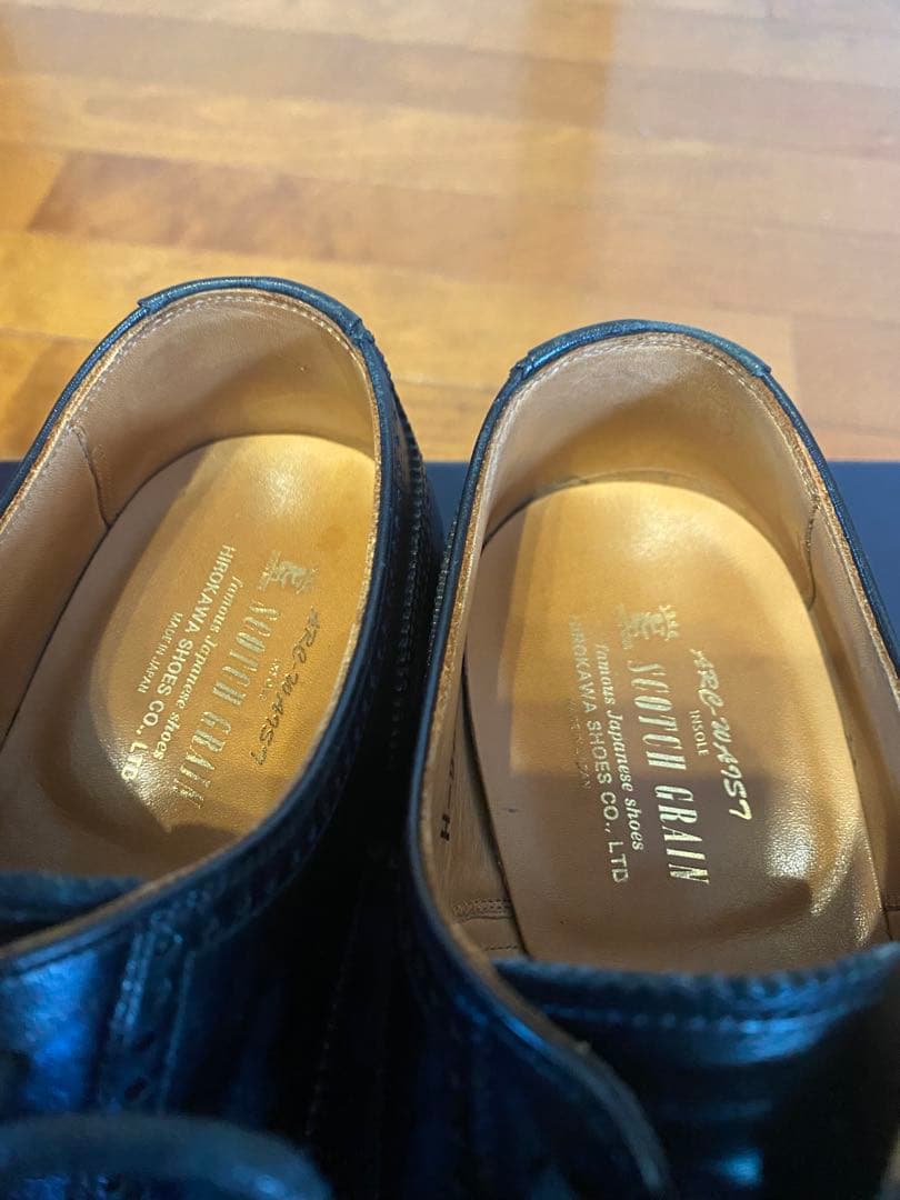 スコッチグレイン セミブローグ メダリオン レザー シューズ 24.5㎝ 美