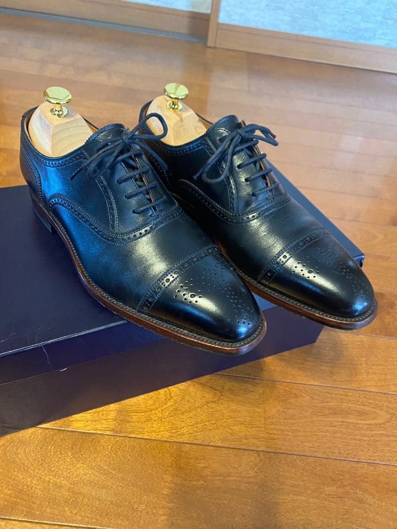 スコッチグレイン セミブローグ メダリオン レザー シューズ 24.5㎝ 美