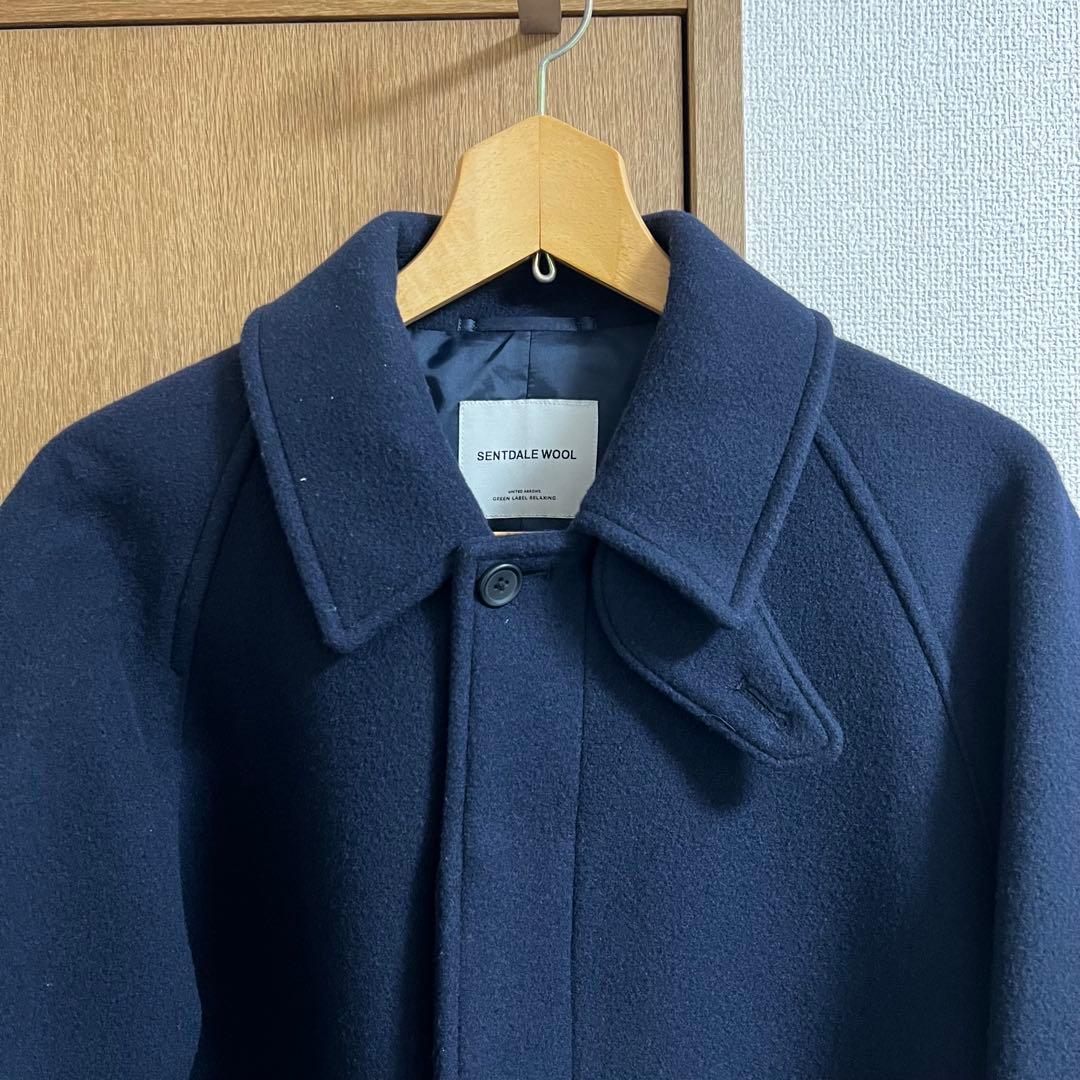 セントデール ウールステンカラーコート ネイビーM グリーンレーベル