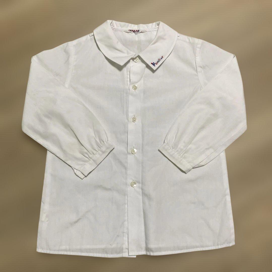 familiar ファミリア 長袖ブラウス キッズ110 ホワイト 刺繍 - メルカリ