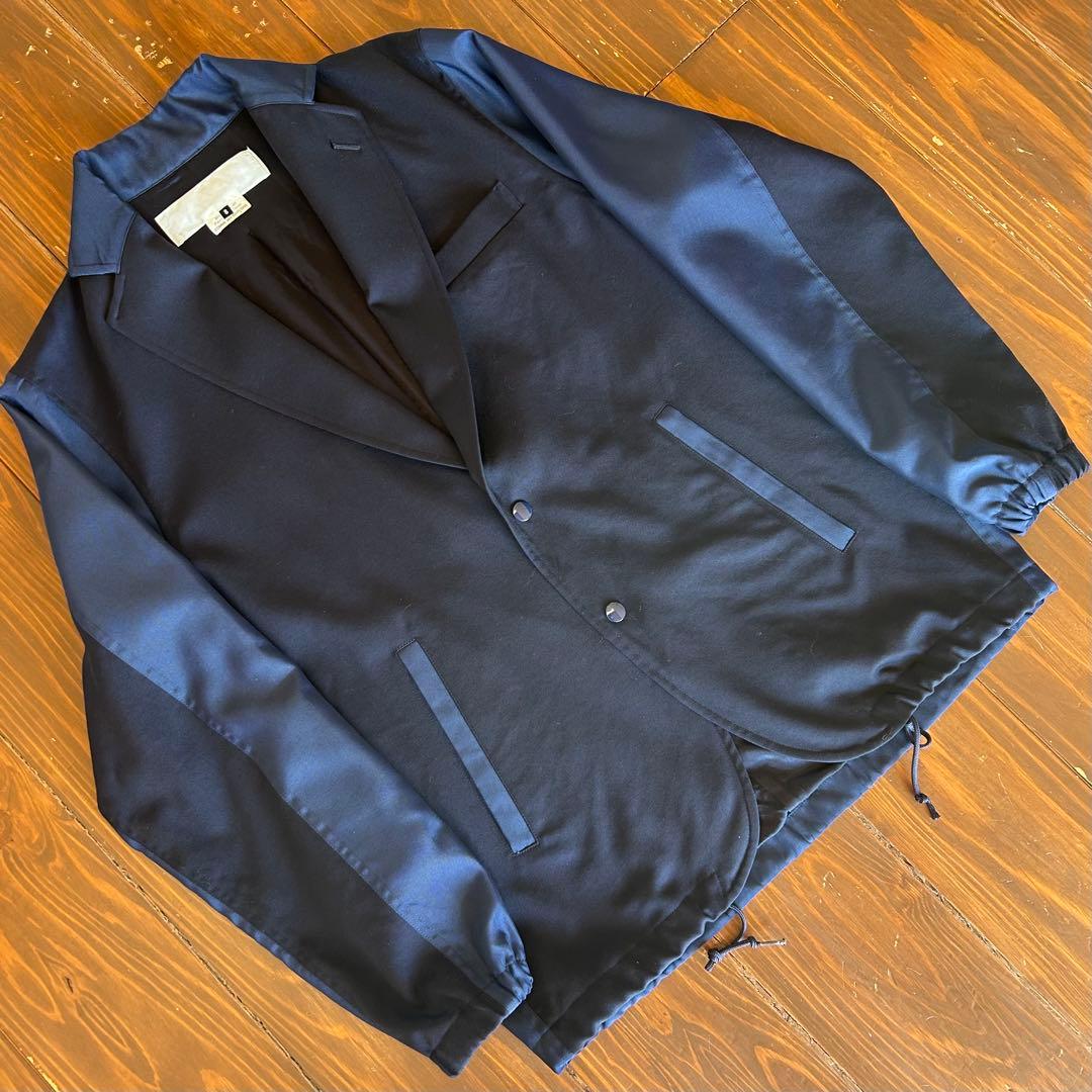 i*n様 GANRYU ガンリュウ ウールコーチジャケット ネイビー＆ブルー バ GANRYU ガンリュウ ウールコーチジャケット ネイビー＆ブルー バイ