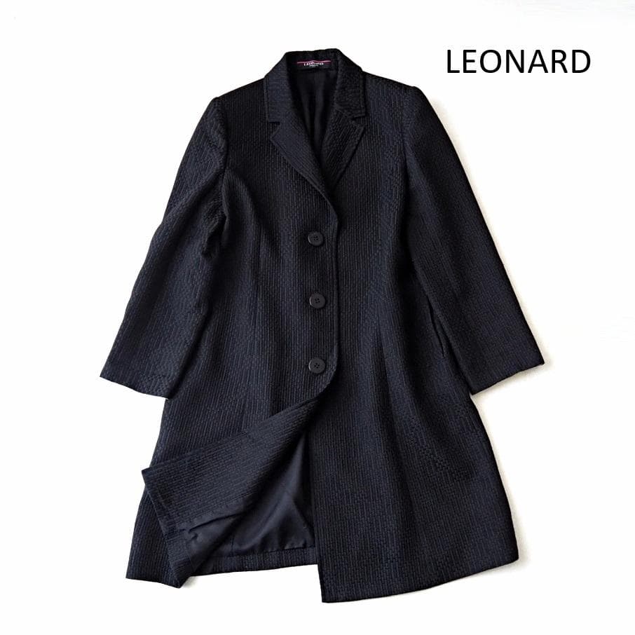 LEONARD レオナール 高級 シルクウール ロングコート 13 黒 - メルカリ