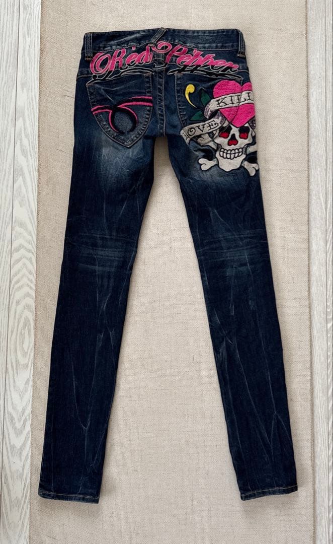 レア☆レッドペッパー エドハーディー デニム 25 刺繍 Y2K スカル