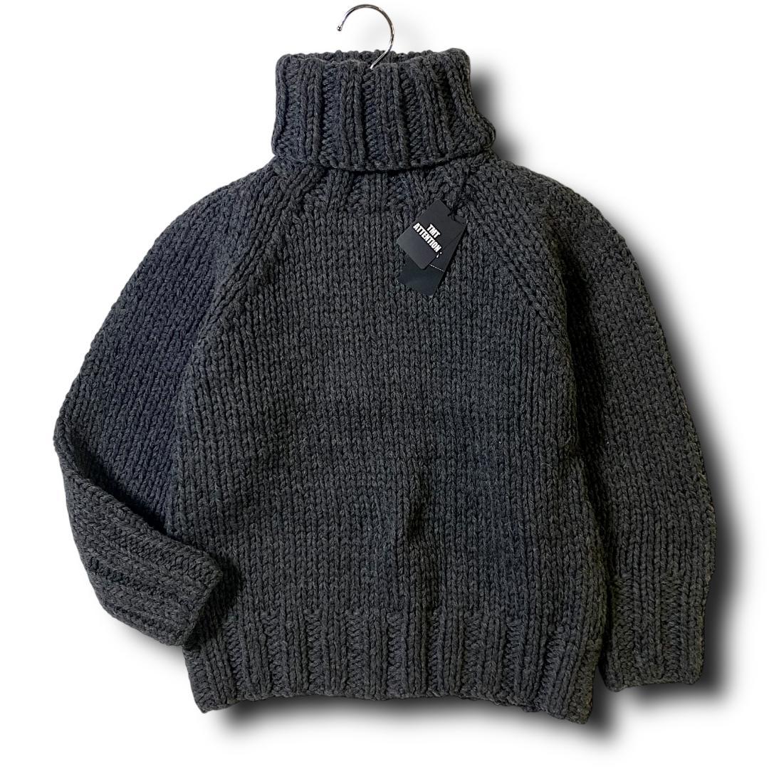 L 定価4.9万 TMT ウール100％ タートルネック ニット セーター 黒