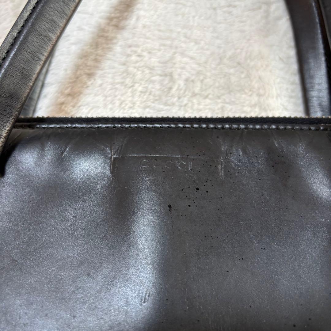 GUCCI グッチ レザー ビジネスバッグ ハンドバッグ ブラック 黒 本革