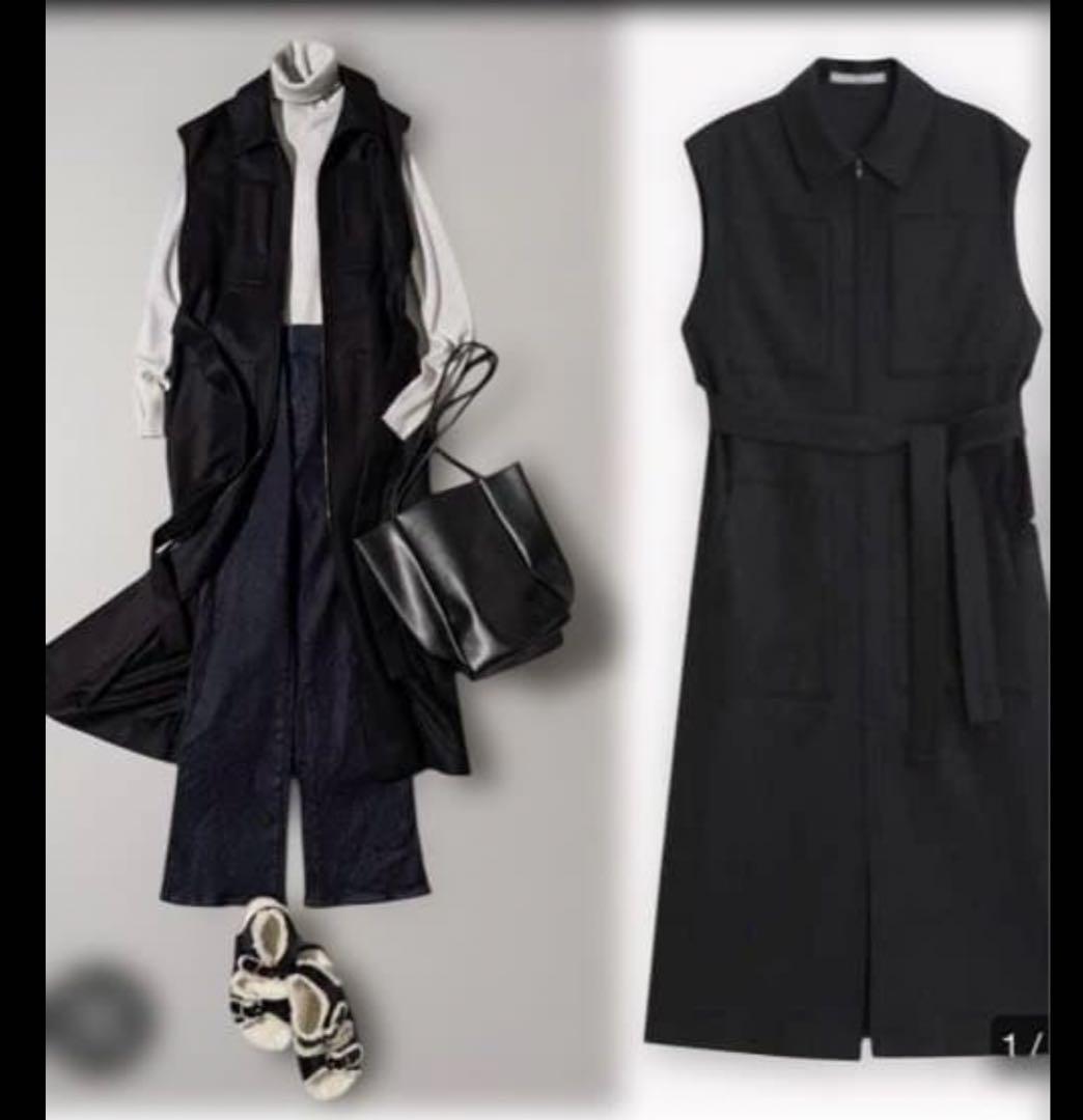 セオリーリュクス ベスト ジレ ブラック 襟付き 38号 黒 ロング