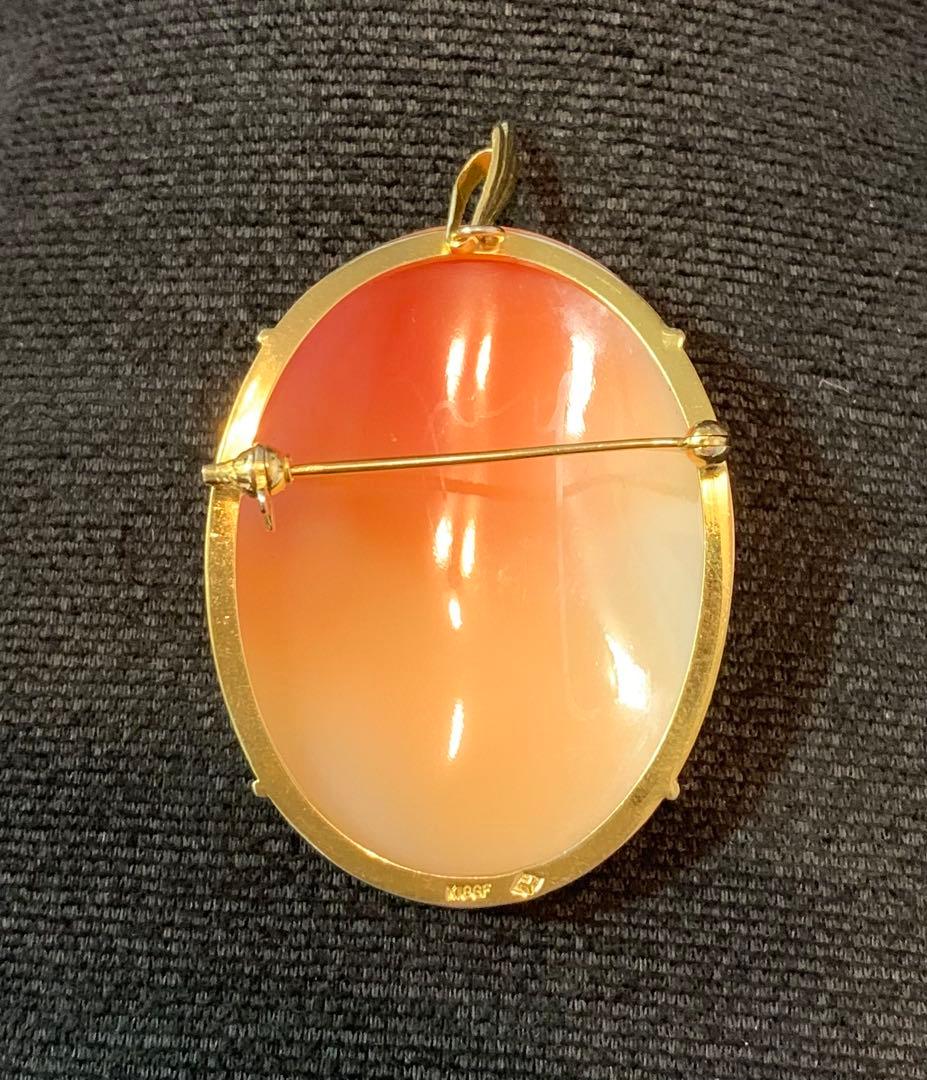 希少シェルカメオヴィンテージブロッチペンダント貴婦人横顔 CAMEO