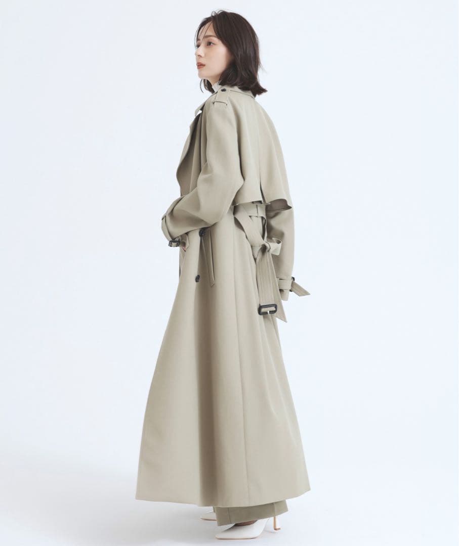 anuans アニュアンス】ウールギャバジントレンチコート ネイビー 2024