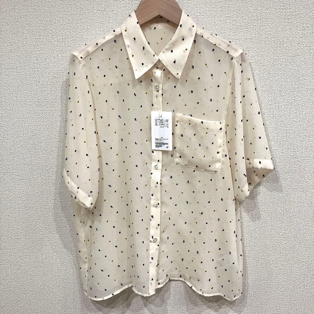 BEAUTY&YOUTH ジャガードシフォンショートスリーブシャツ 新品未使用品