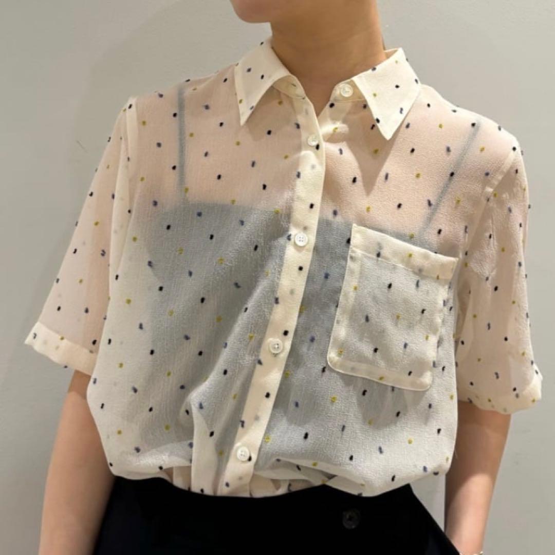 BEAUTY&YOUTH ジャガードシフォンショートスリーブシャツ 新品未使用品