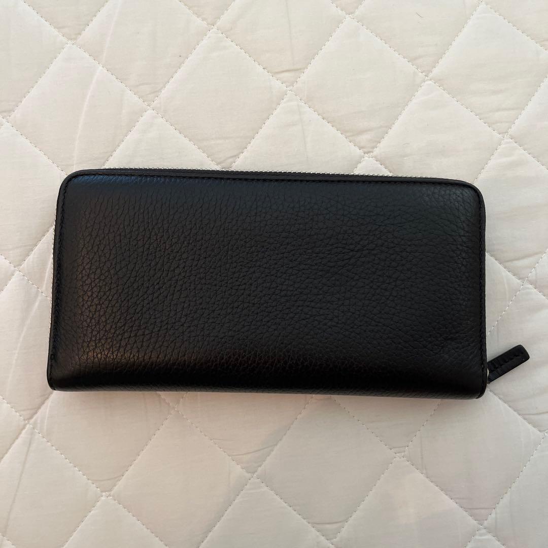 スマイソン smythson ブラック 長財布 ラウンドジップ イタリア製 美品