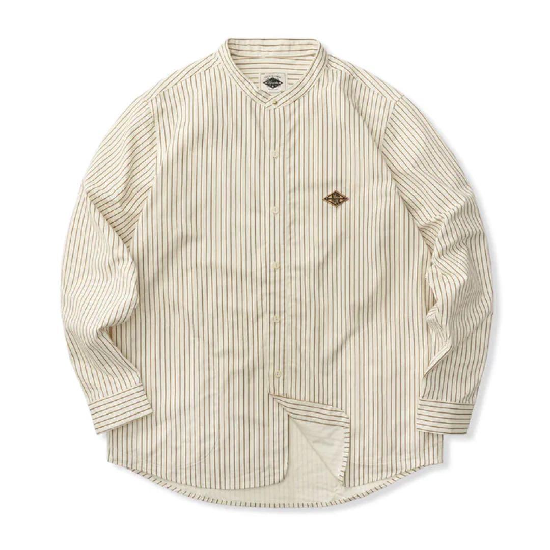 サイズL 新品 karaku カラク ベースボールストライプシャツ 長袖