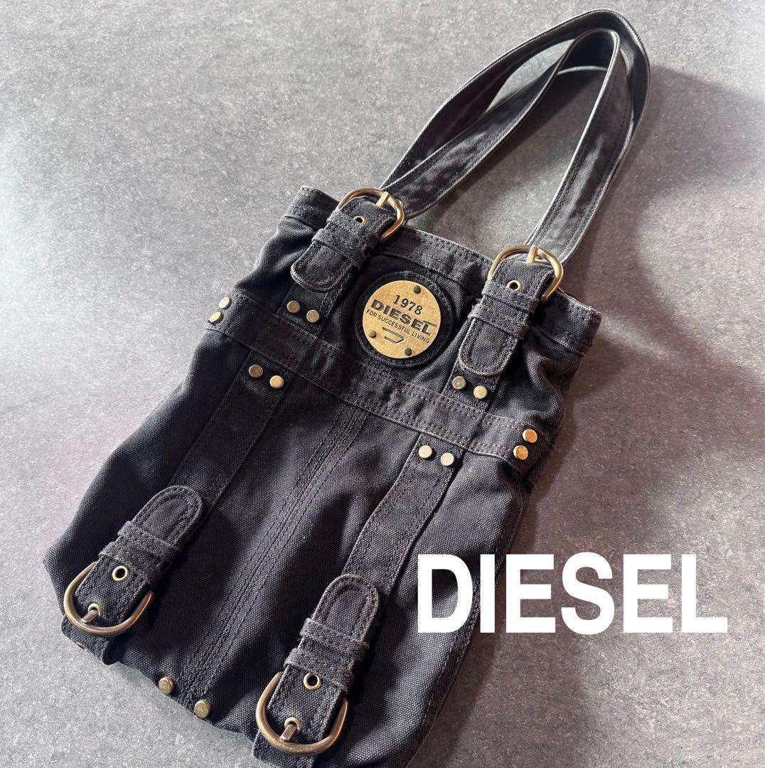 DIESEL ディーゼル トートバッグ y2k ゴールド金具 アーカイブ 黒