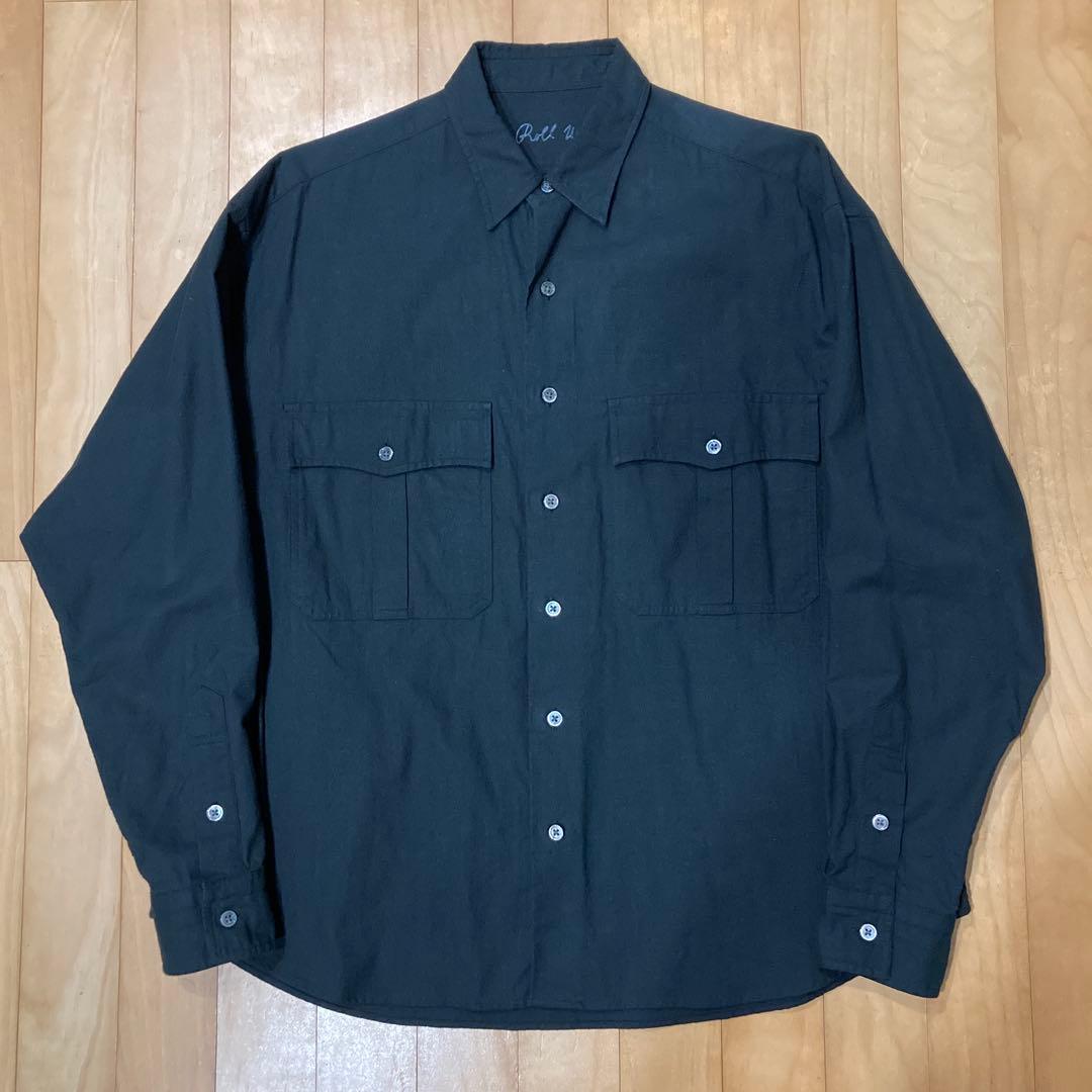 Porter Classic ロールアップシャツ ブラック S ROLL UP SOFT CUPRO SHIRT（ロール アップ ソフト キュプラ シャツ