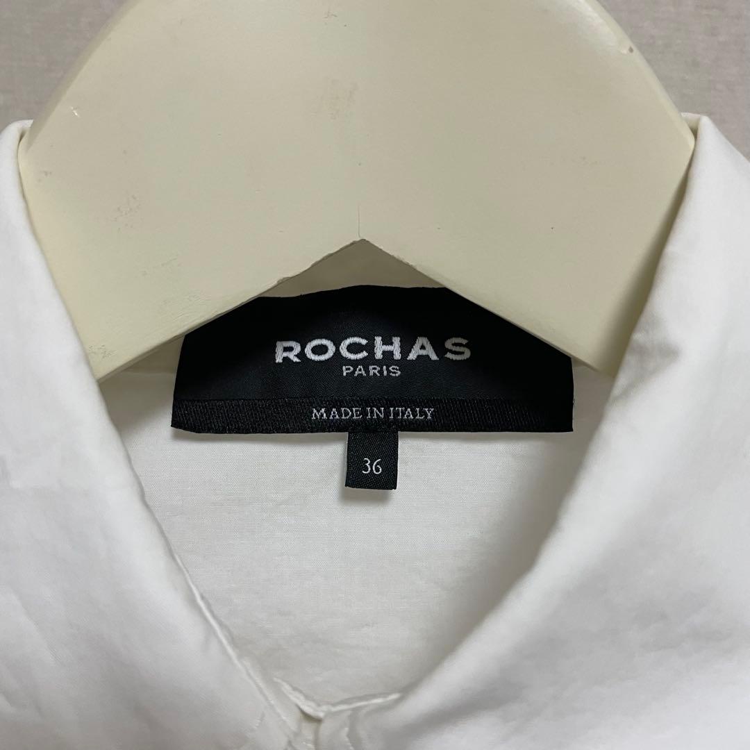 ROCHAS パワーショルダー シャツブラウス 36 ホワイト ロシャス 白 S
