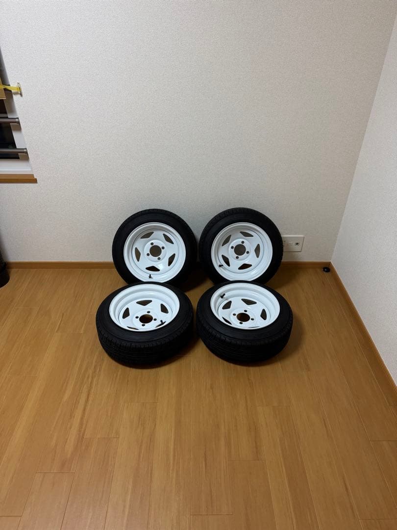 ESB TC01 13インチ タイヤ&ホイールセット ESB TC01 13インチ 4H114.3 7J +0 2本セット ホイール ホワイト 鉄ちん