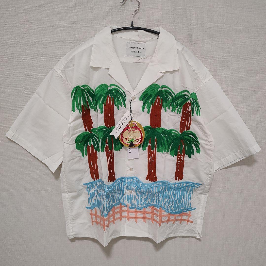 ニコアンド ツモリチサト コラボ 半袖シャツ ヤシの木エンブロイダリー