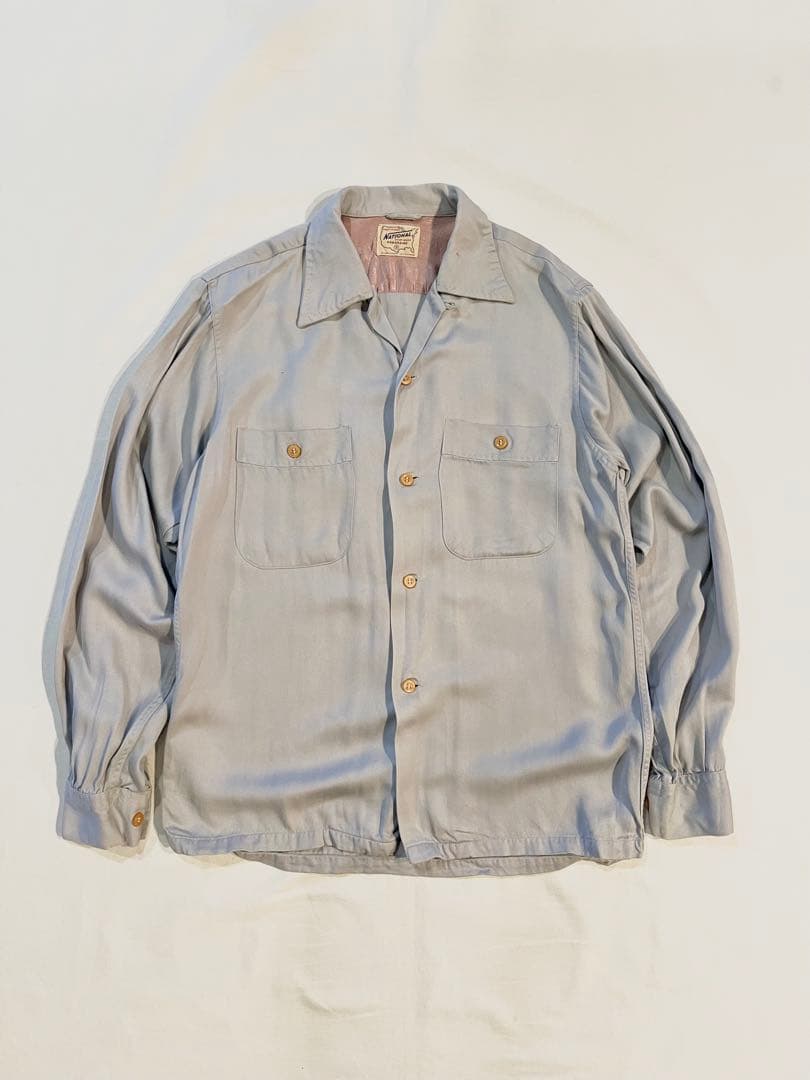 【希少】50s レーヨンシャツ ロカビリー NATIONAL ギャバジン 希少】50s レーヨンシャツ ロカビリー NATIONAL ギャバジン