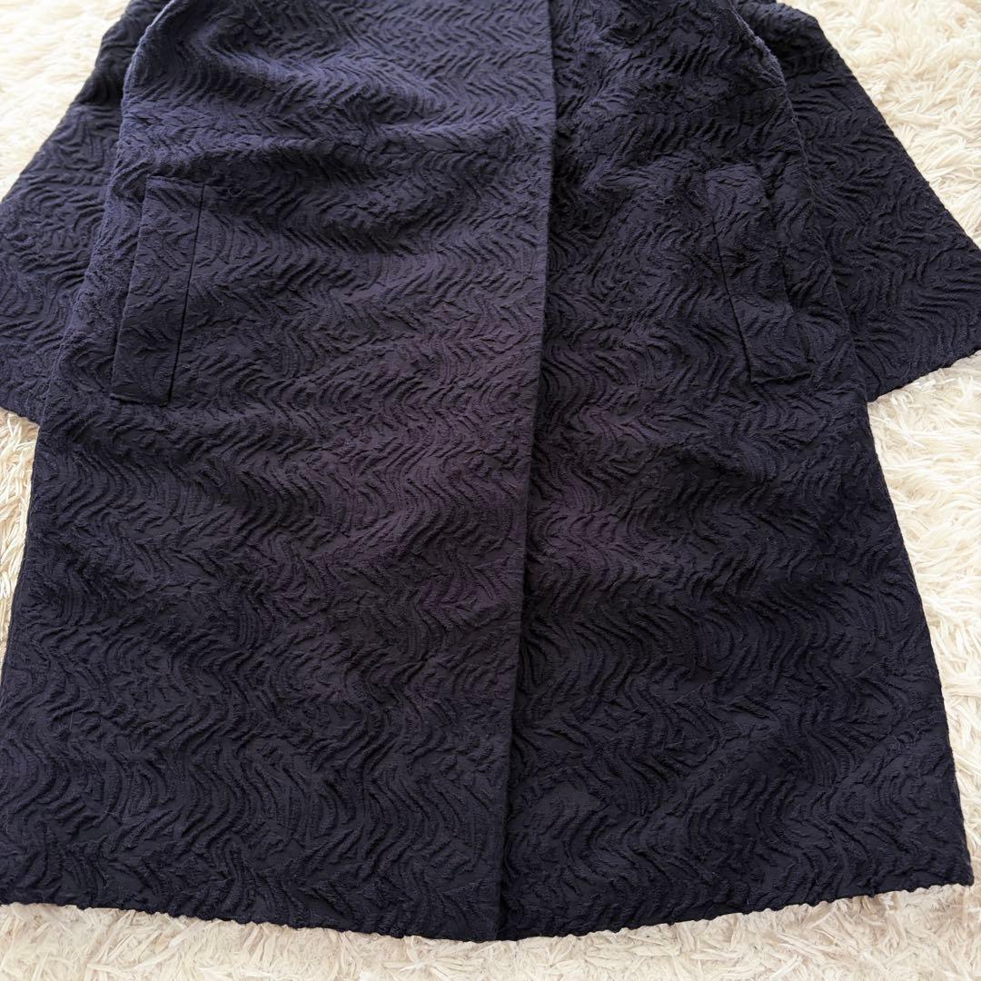 希少✨】EPOCAエポカ ジャガードノーカラーコート ネイビー ゆったり40