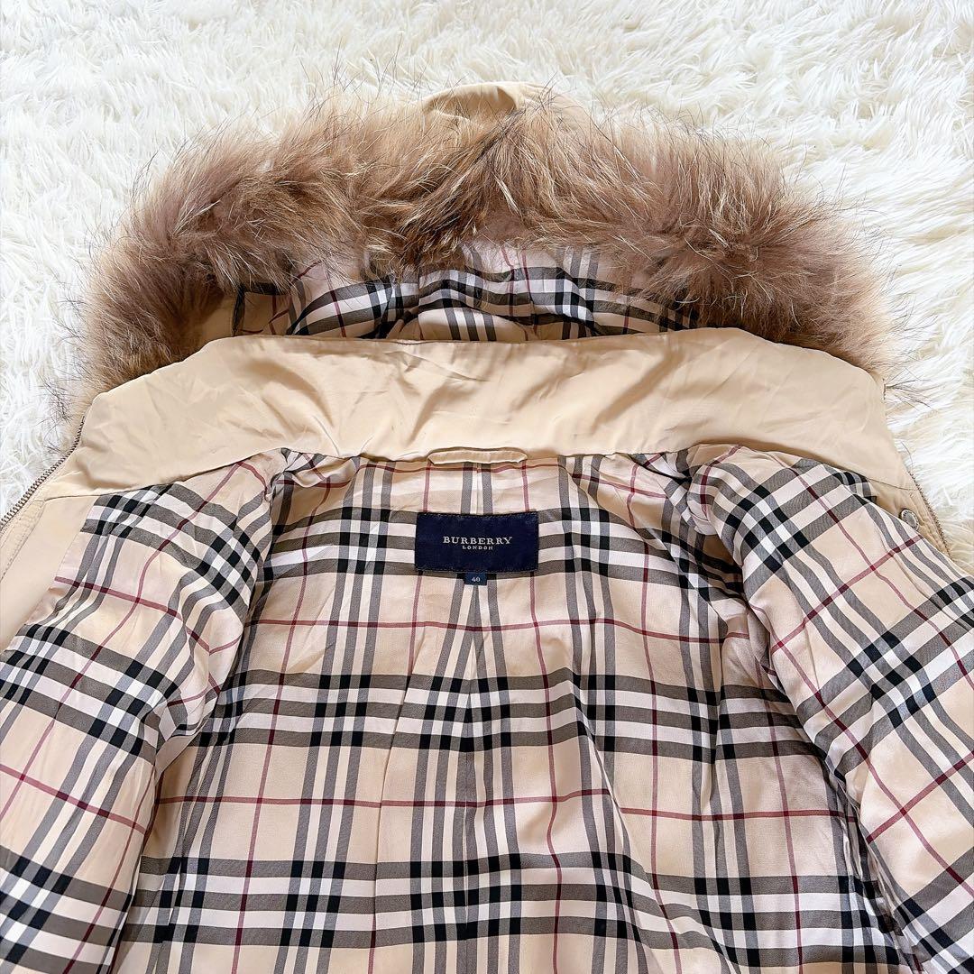 バーバリーロンドン】ファーフード3WAYダウンコート ベージュノバ