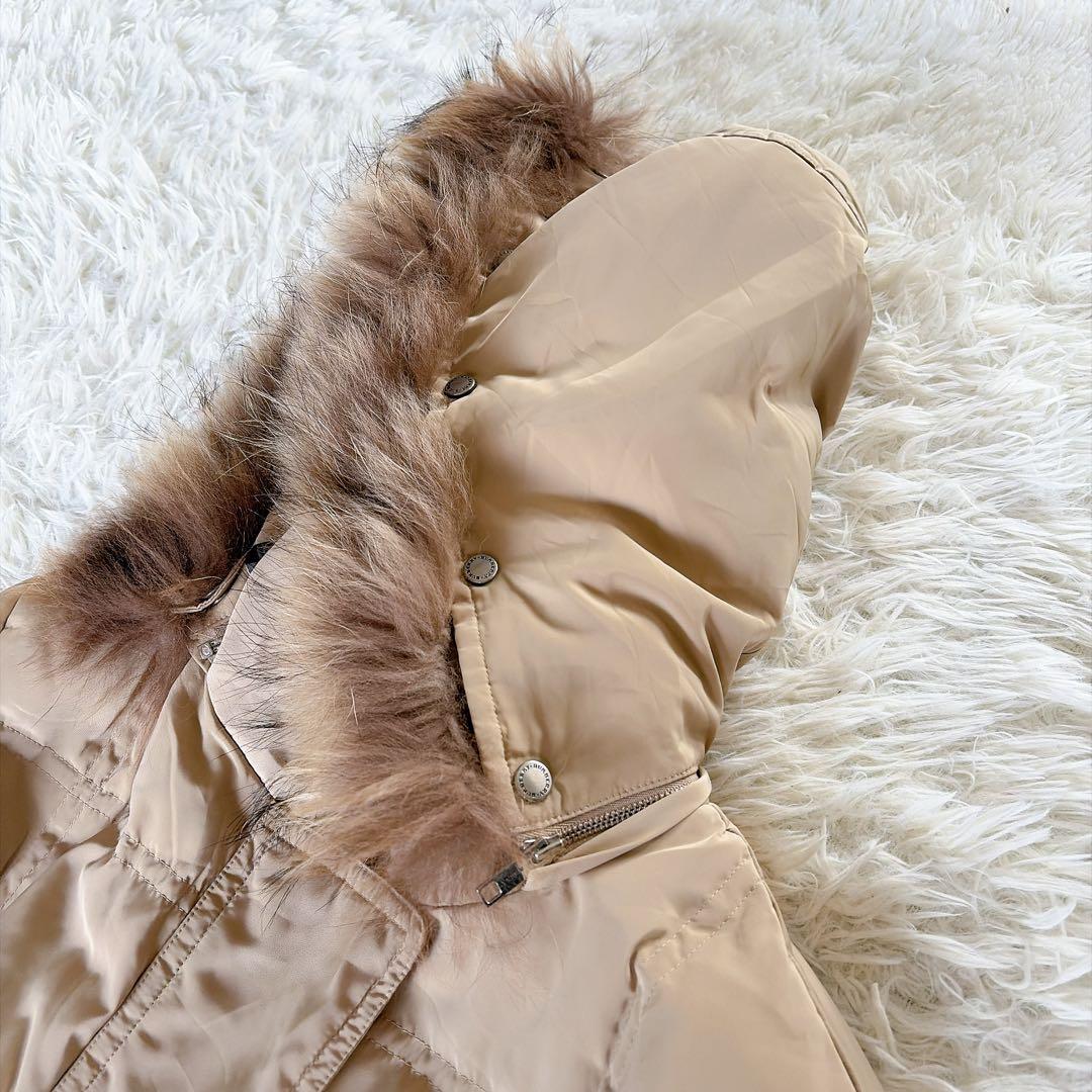 バーバリーロンドン】ファーフード3WAYダウンコート ベージュノバ