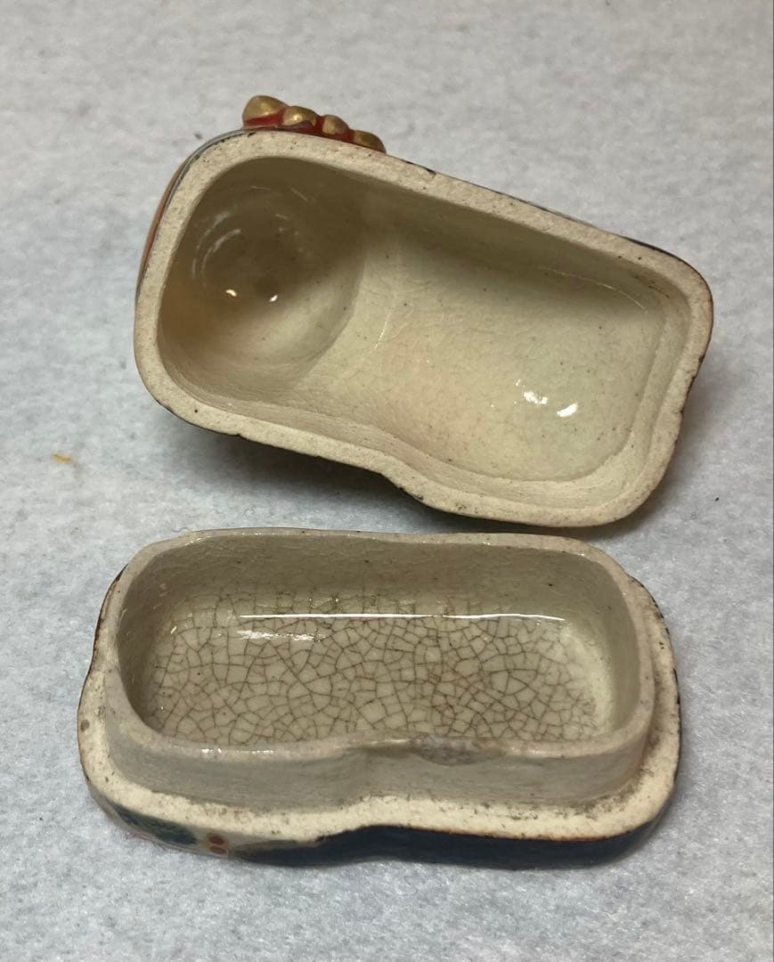 B400h「犬張子 香合」伊東陶山造 共箱 京焼 香道具 茶道具 キズ有