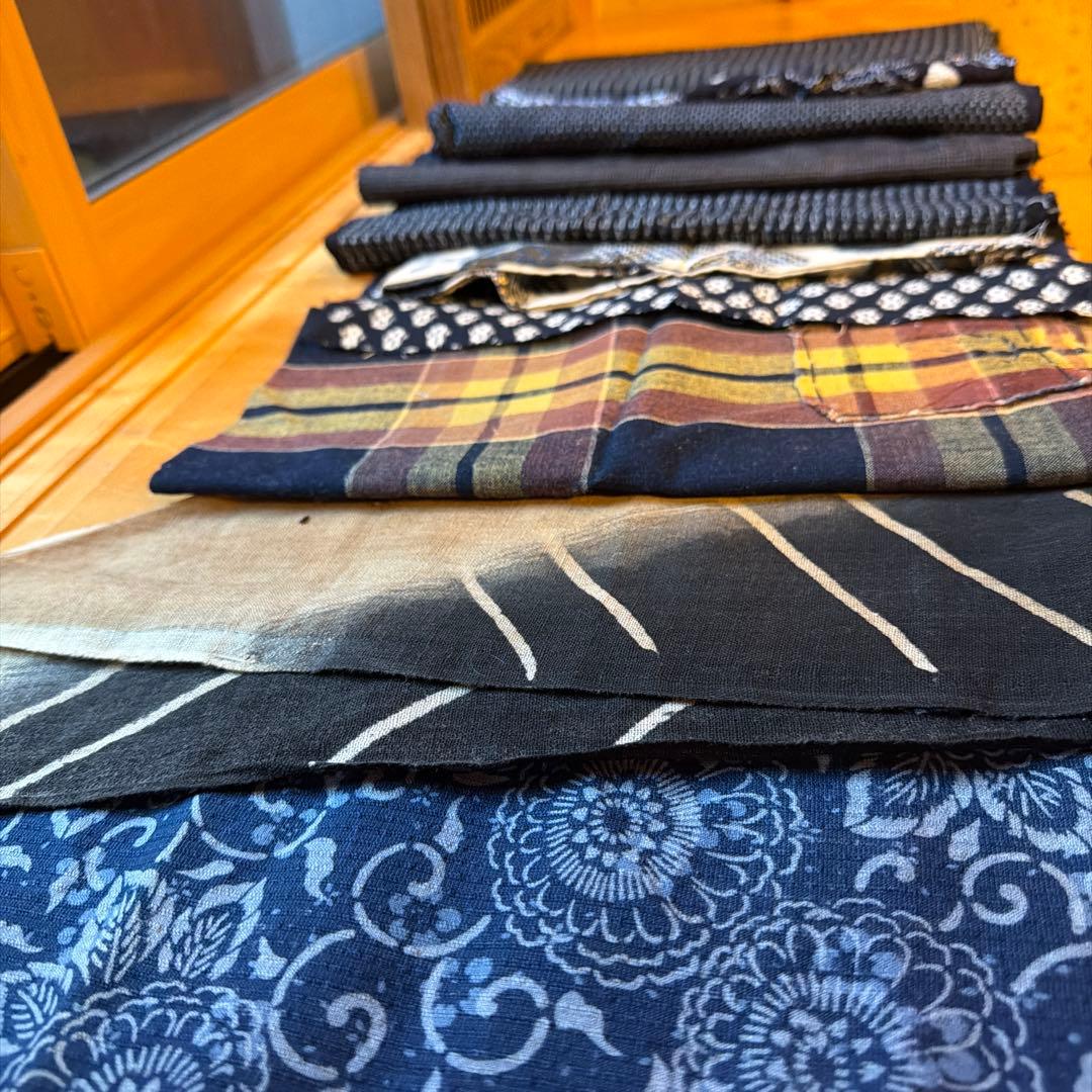 31 雪ん子 絣 縞 型染め 藍染め 木綿 古布 リメイク パッチワーク 時代