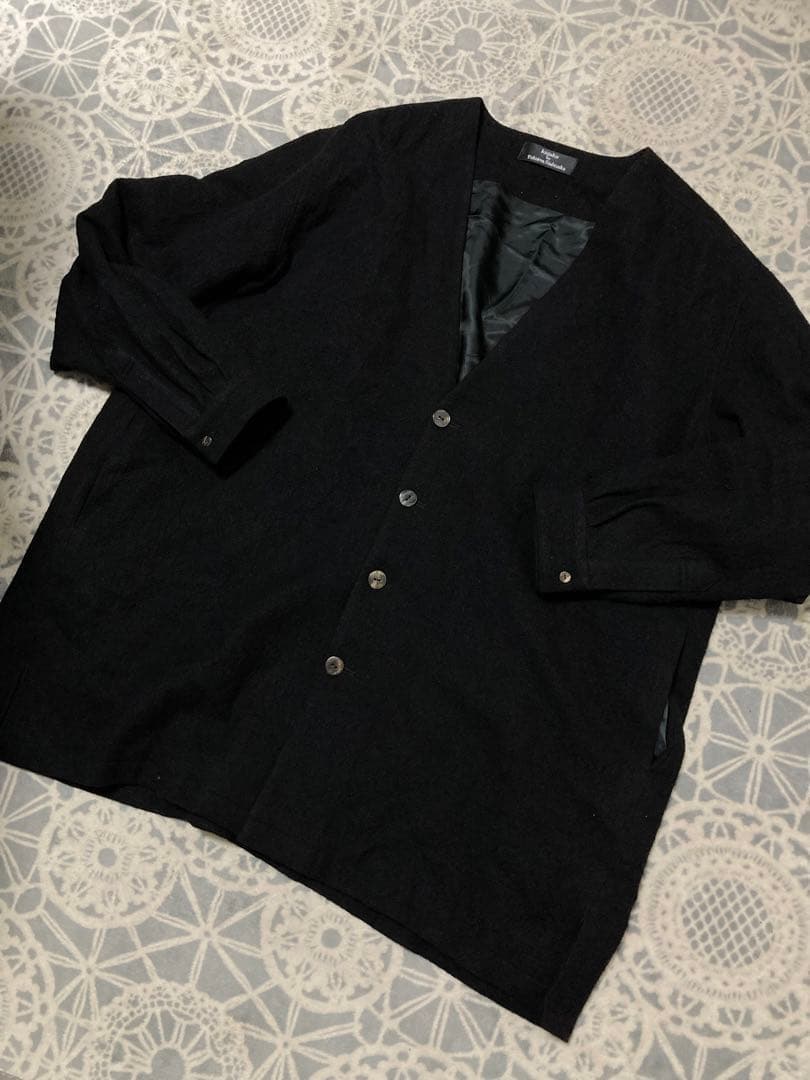 kujaku クジャク　ノーカラー　ウール　コート　ブラック　サイズ1 kujaku] (クジャク) C-465 layered long coat | Clique Tokyo