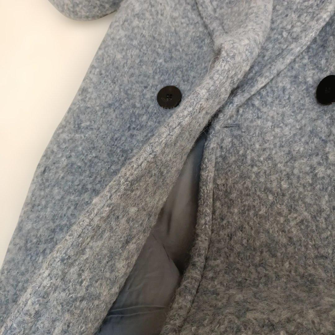 美品】EPOCA ウールアルパカニットコート テディベア 40 ブルーグレー