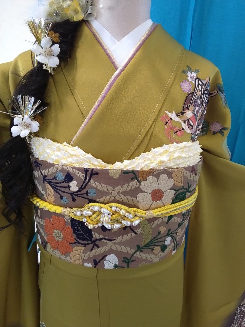 振袖フルセット、正絹成人式、新品未使用、重ね衿帯揚げ帯締め、帯