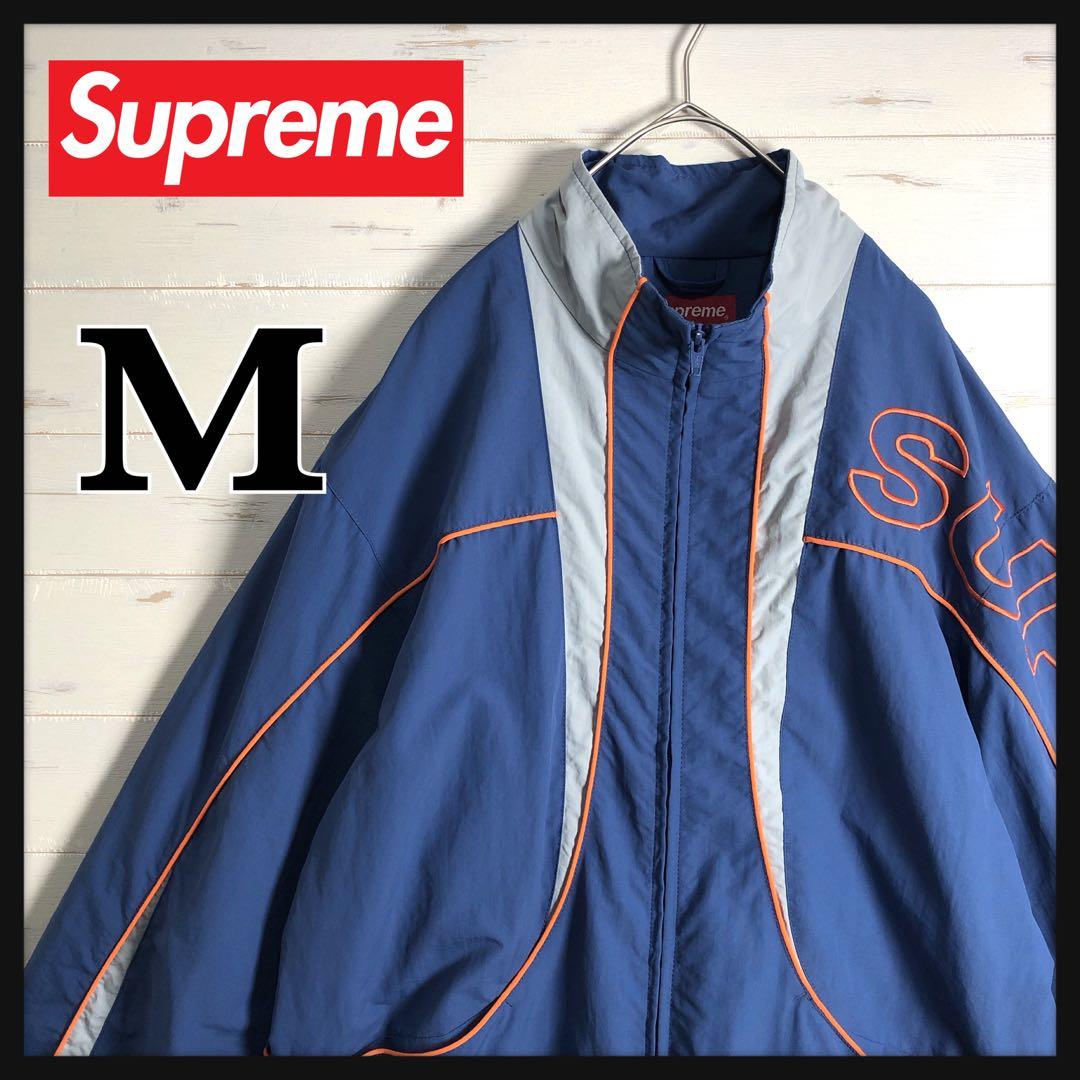 あのちゃん着用】シュプリーム ナイロンジャケット 袖刺繍ロゴ ブルー