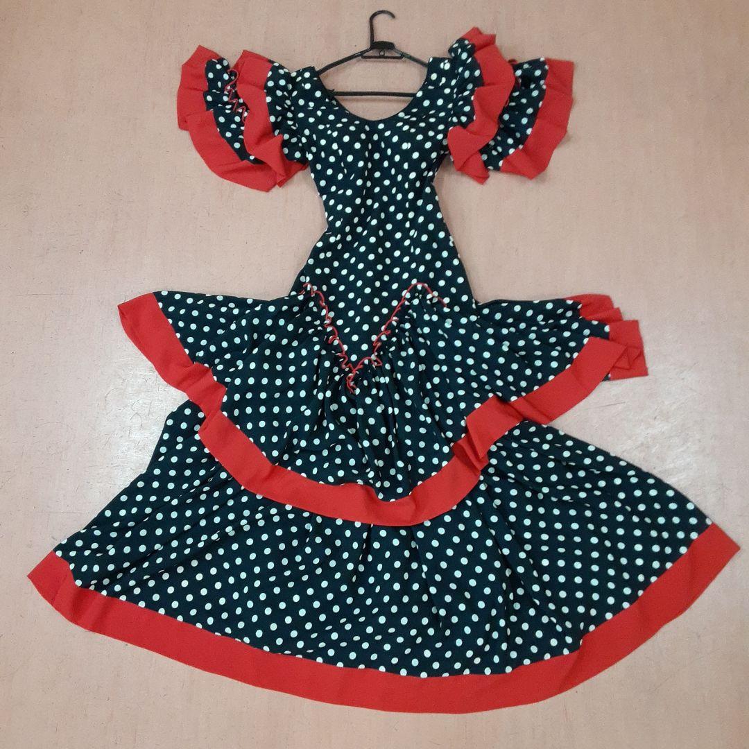 フラメンコドレス ネイビーと赤の水玉模様 - メルカリ