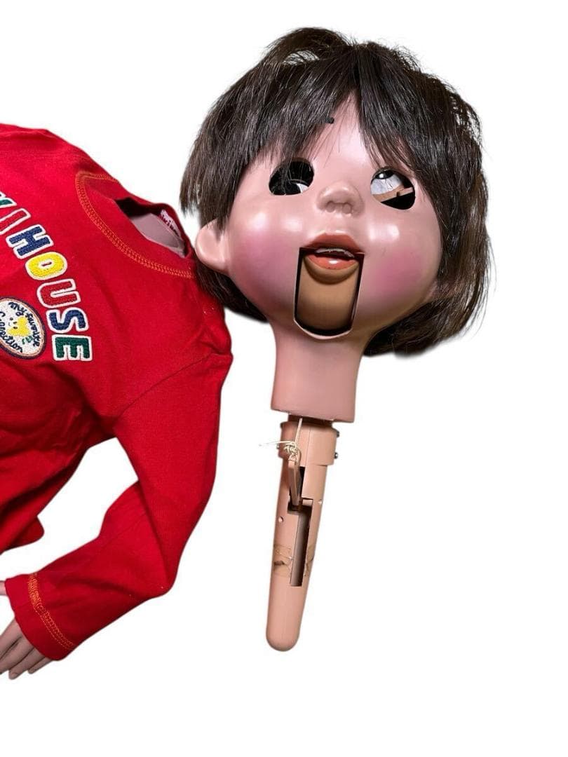 腹話術人形 腹話術 人形 昭和レトロ こども 約80㎝ 口は可動 目は難