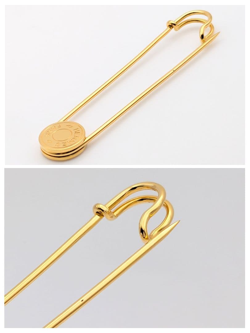 極美品 希少 エルメス セリエ 安全ピン ピンブローチ ゴールド 廃盤