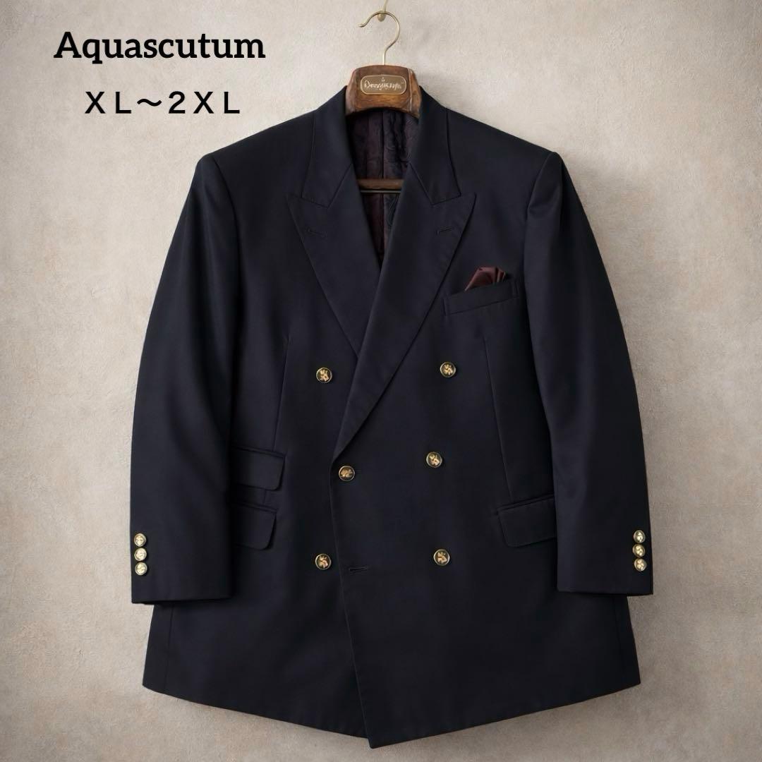 Aquascutum ダブル テーラード ジャケット カシミヤ混 大きいサイズ