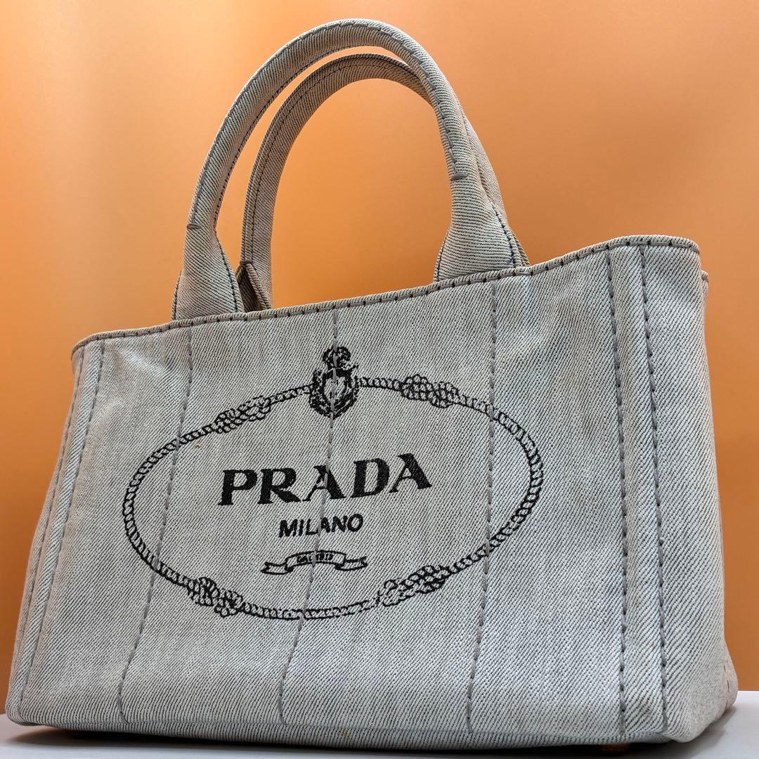 美品✨】 プラダ CANAPA カナパ S デニム トートバッグ ハンドバッグ