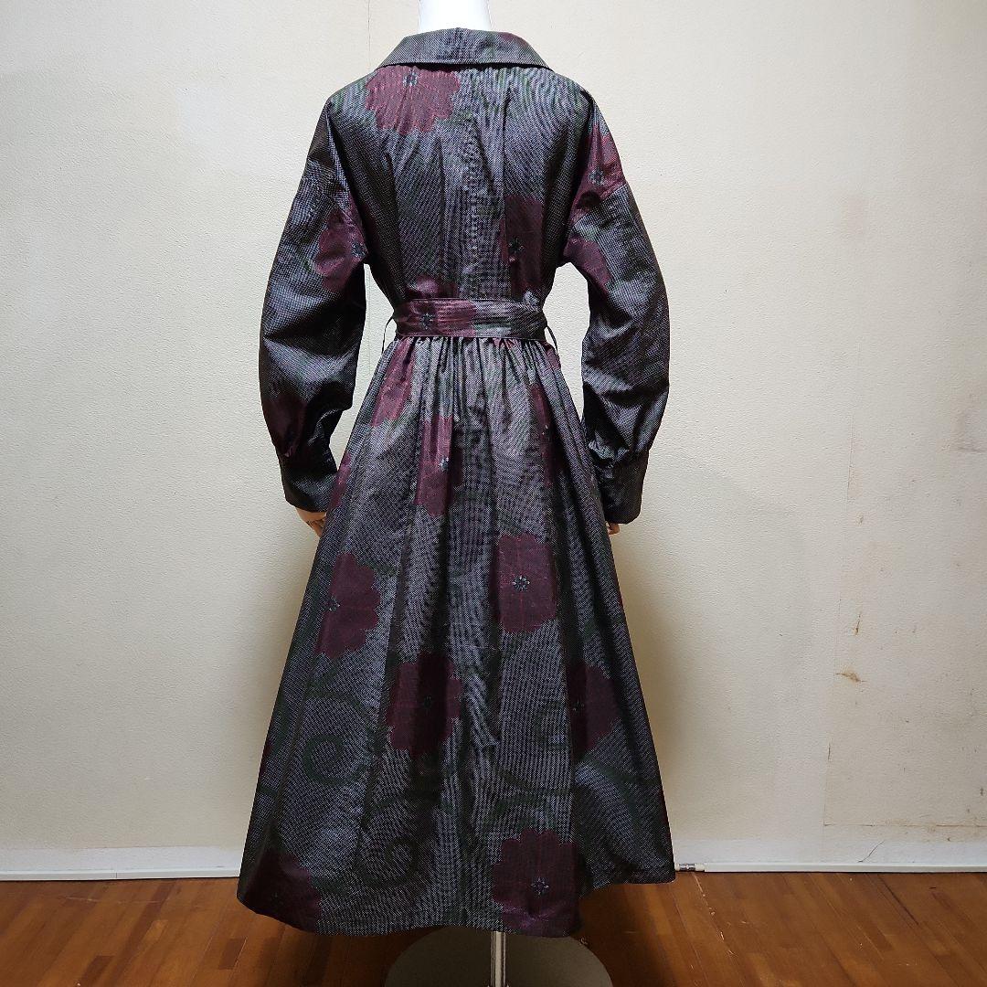 正絹7マルキ大島紬着物リメイク被り長袖ワンピースリボン付き - メルカリ