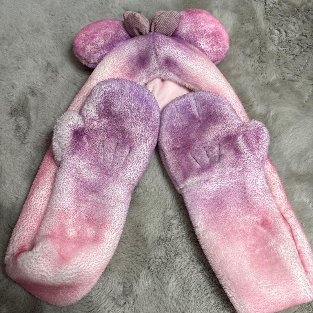 ディズニー ファンキャップ マフラー 紫 パープル ピンク ミニー