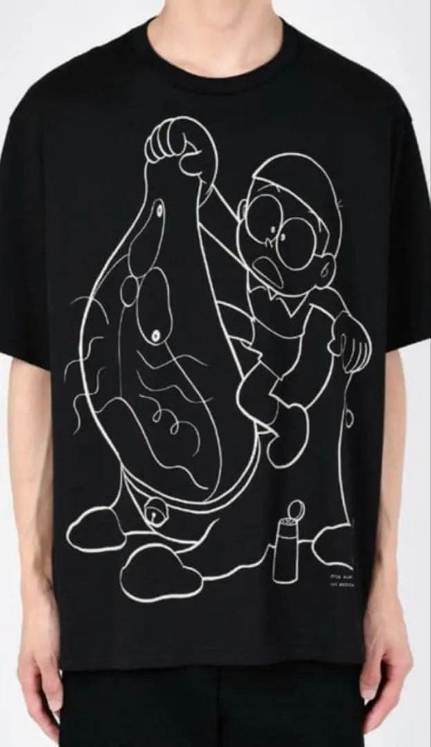 LAD MUSICIAN ドラえもん コラボ Tシャツ ブラック 44 ラッド ミュージシャン「ドラえもん」ギターを弾くのび太＆ドラえもん