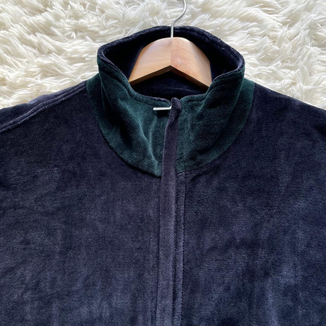 極美品✨ロベルトコリーナ ベロアブルゾン Wジップ 紺緑バイカラー 48