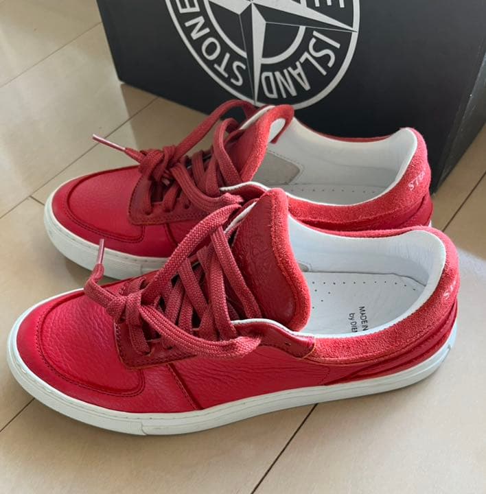 希少❣️ストーンアイランド レザー スニーカー 40 ロッソ 箱付 - メルカリ