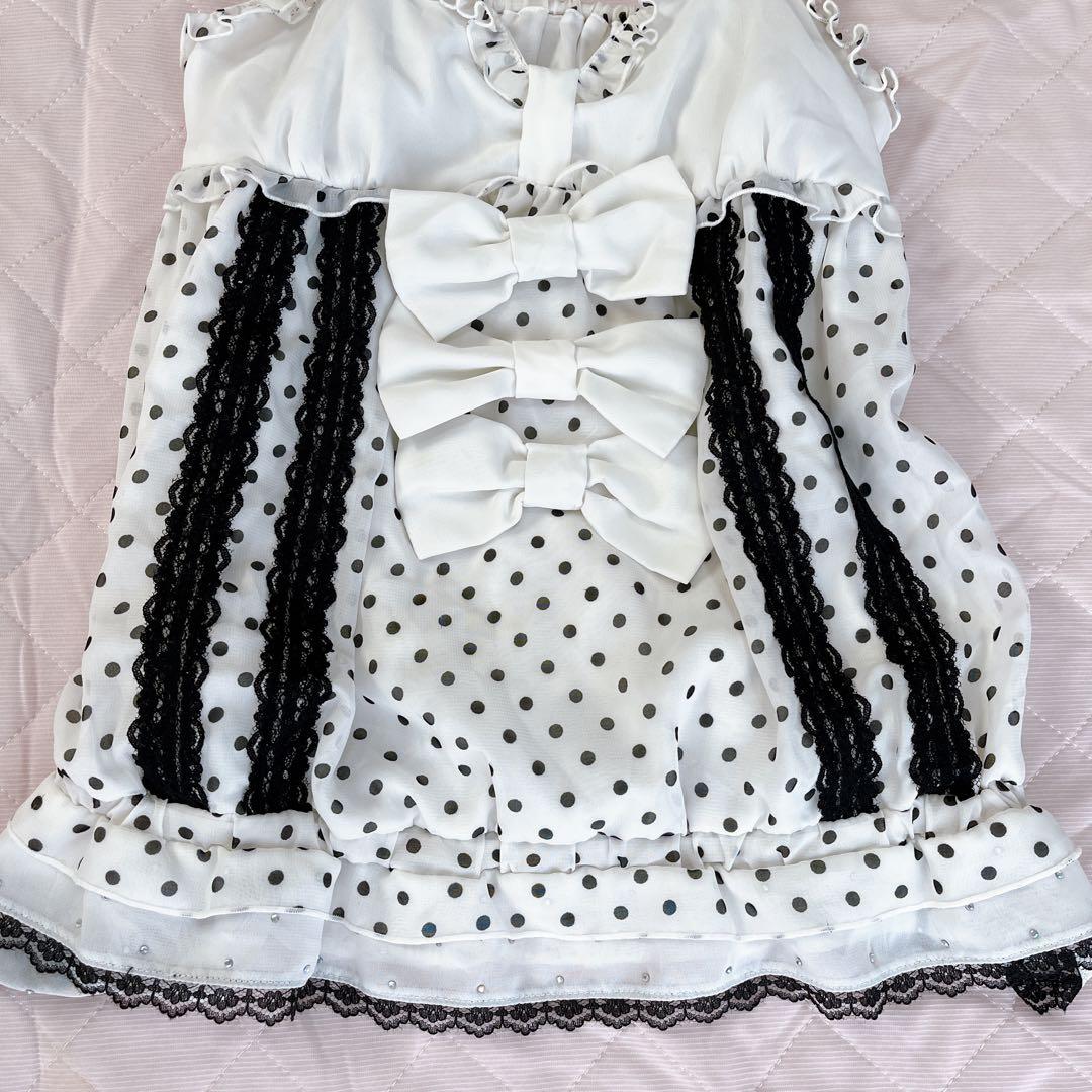 トゥララ ホワイトリボン レースフリルドット柄 キャミソール リズリサ