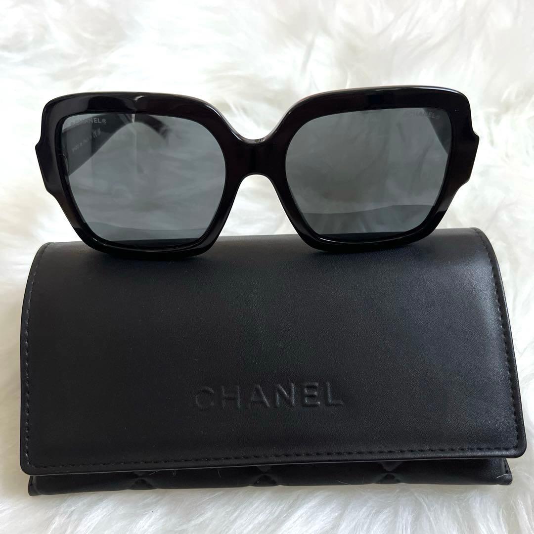 超美品 CHANEL サングラス スクエア型 ハートロゴ CCマーク 正規品